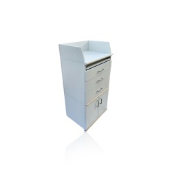 Meuble colonne blanc à roulettes – 2 tiroirs pour spa & massage