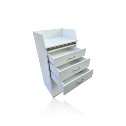 Meuble colonne blanc à roulettes – 2 tiroirs pour spa & massage