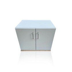 Meuble colonne blanc à roulettes – 2 tiroirs pour spa & massage