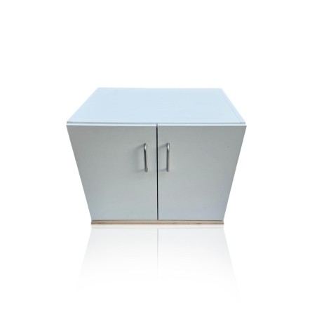 Meuble colonne blanc à roulettes – 2 tiroirs pour spa & massage